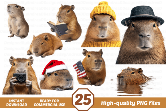 Cute Capybara Clipart PNG Bundle: A Must-Have for Creative Professionals and Hobbyists