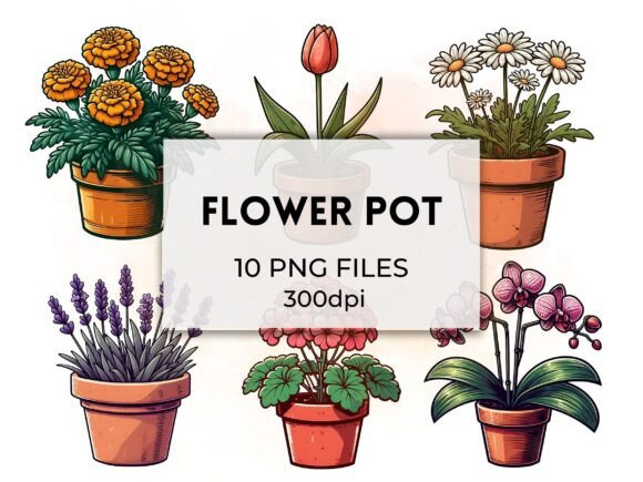 Flower Pot Clipart Garden PNG Graphics: Elevate Your Creative Projects