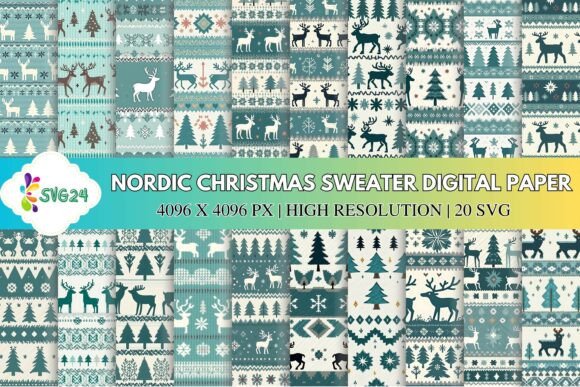 Nordic Christmas Sweater Digital Paper