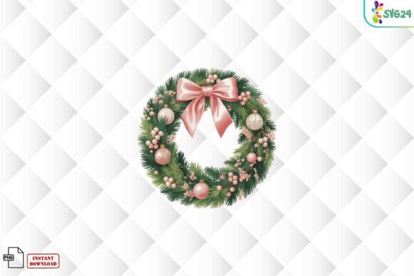 Pink Christmas Wreath Bow PNG