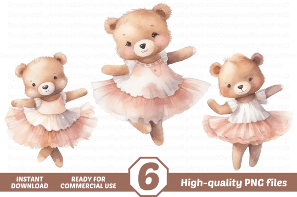 Watercolor Ballerina Teddy Bear Clipart: A Versatile Art Asset for Creators and Businesses