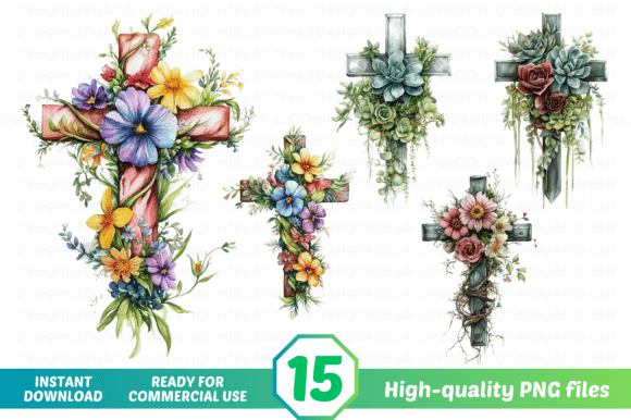 Watercolor Christian Cross Clipart PNG