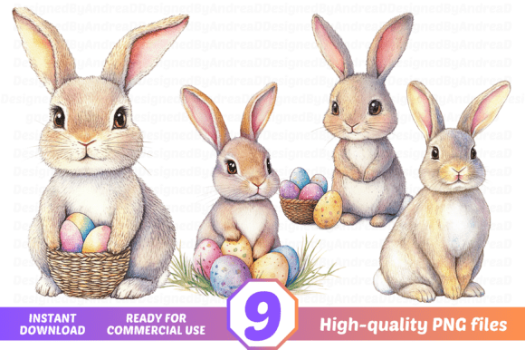 Watercolor Easter Bunny Clipart Bundle: A Versatile Resource for Creative Projects