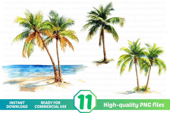 Watercolor Palm Beach Clipart PNG: A Versatile Design Resource for Creators and Businesses