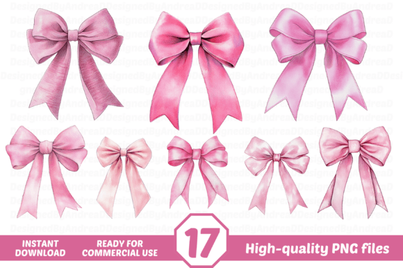 Watercolor Pink Bows Clipart PNG Bundle: A Versatile Tool for Modern Creatives and Entrepreneurs
