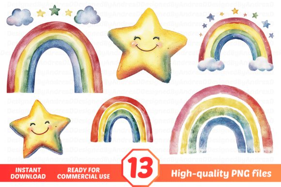 Watercolor Rainbow Clipart Bundle: A Versatile Resource for Creative Projects